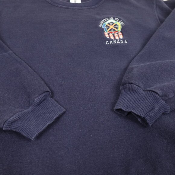 Vintage Manitoulin Island Canada Sweatshirt Adult Small Indigenous Embroidery - Picture 8 of 11